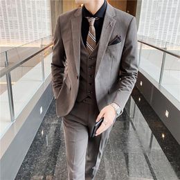 Men's Suits 5XL(Jacket Vest Pants) Gentleman Classic Fashion Striped Formal Business Slim Suit 3 Piece Groom Wedding Dress