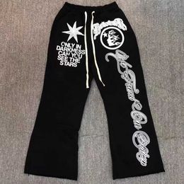 New Black Hellstar Sweatpants Classic Flame Star Letter Print Trousers American Hip Hop Casual Loose Men Women Bell Bottoms y2k T230806