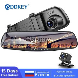 Car DVRs ADDKEY Car DVR FHD 1080P 43 Inch IPS Screen Video Recorder Camcorder Dual Lens with RearView Mirror Auto Registrator Dash Cam x0804 x0804