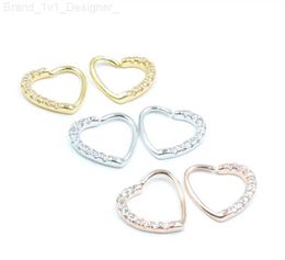 Nose Rings Studs 10pcs/lot Silver/Gold/Rose Gold Punk Open Hoop Heart Shape Nose Ring Earring Diath/Helix/Cartliage Body Piercing Jewelry L230806