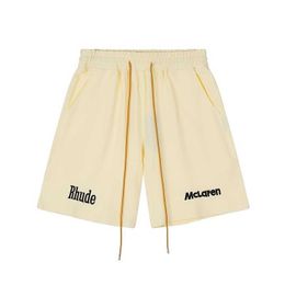 Rhude x Mclaren Co branded Drawstring Embroidered High Street Shorts Capris Summer Loose Casual Sports Pants
