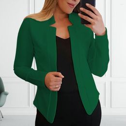 Women's Suits Chic Office Ladies Blazer No Button Women Long Sleeves Open Front Coat Windproof