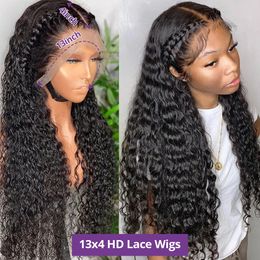 Deep Wave Frontal Wig 30 Inch 180% Density Lace Front Wig HD Transpant Human Hair Wigs for Black Women Brazilian Remy Hair Wigs