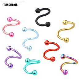 Nose Rings Studs TIANCIFBYJS Twist Nose Studs 8 Colours Fashion Body Jewellery Stainless Surgical Steel Nose Rings Bars Piercing Stud Wholesale 16g L230806