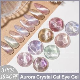 Nail Polish MUSELUOGE 8color/set Aurora Crystal Cat Eye Gel Polish Gel Nails Polish 15ml Semi Permanent Soak Off Gel Magnetic Nail Polish 230804