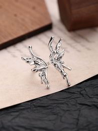 2023 New European and American S925 Sterling Silver Irregular Textured Butterfly Wings Small Design Sense Open Ring Female