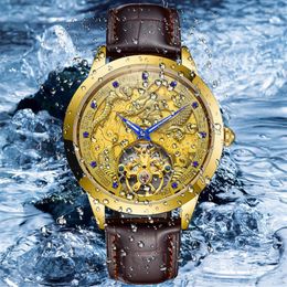 Wristwatches SENORS Luxury Top Brand Mens Hollow Carving Automatic Mechanical Watches Waterproof MAN Wristwatch 2023 Reloj Hombre