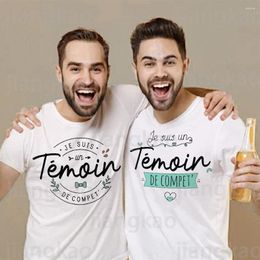 Men's T Shirts Temoin French Print Shirt Groom Bachelorette Party Witness T-shirt Letter Graphic Tee Wedding Tops Groomsman Clothes Tshirts