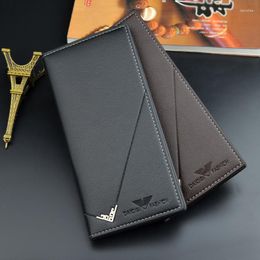 Wallets Men Luxury PU Leather Wallet ID Credit Bank Card Holder Purse Chequebook Money Long Clutch Bifold Male Standard