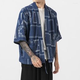 Men's Jackets Cotton Linen Kimono Cardigan Men Japanese Obi Male Yukata Haori Thin Causal Clothing Traditional Streetwear Jacket