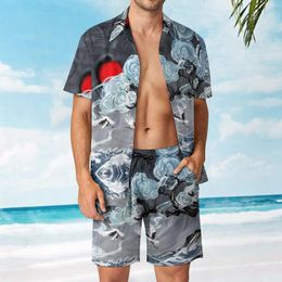 Men's Tracksuits Water Clouds Beach Suit Unique 2 Pieces Pantdress High Quality Swimming USA Size