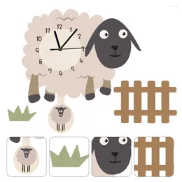 Wall Clocks Rocking Sheep Clock Kids Children Room Decor Nordic Swinging Cartoon Pvc Lovely Animal Baby Hanging