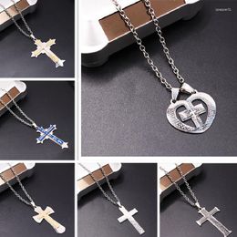 Pendant Necklaces Vintage Catholic St. Benedict Exorcist Charm Bible Cross Stainless Steel Necklace DIY Christian Jewellery Crafts Gift P977