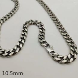 Chains Anti-allergy 10.5mm Pure Titanium Crub Cuban Link Chain Men Necklace 24 Inches Skin Friendly For Women