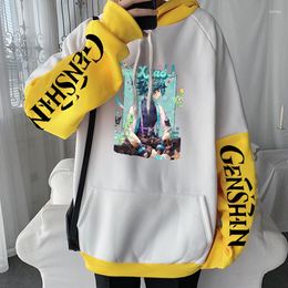 Men's Hoodies Anime Genshin Impact Xiao Cartoon Print Men Ullzang Harajuku Oversized Creative Women Winter Sweatshirts