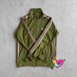 Army Green Needles Jackets 21ss Men Women Butterfly Embroidery AWGE NEEDLES Track Jacket High Street Outerwear T230806