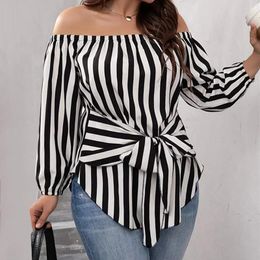 Women's Blouses Europe And The United States Stripes Sexy Fashion One Shoulder Shirt Girl Bleached T