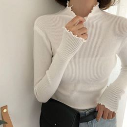 Women's Sweaters Ruffles Turtleneck Women Sweater Knitted Pullover Autumn Winter Long Sleeve Jumpers Womens Clothing Pull Femme Hiver
