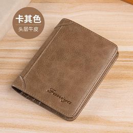 Wallets Men's Wallet Short Genuine Leather Card Bag Clip Vertical Cowhide