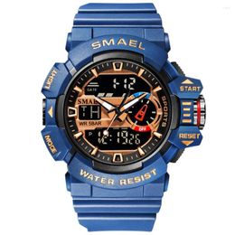 Wristwatches Smael Military Watches Men Sport Watch Waterproof Wristwatch Stopwatch Alarm Led Light Digital Men's Big Dial Clock 8043