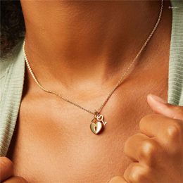 Pendant Necklaces Fashion Heart-shaped Key Lock Necklace Charming Women's Gold Silver Colour Chain Accessories Romantic Party Jewellery Gift