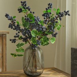 Decorative Flowers Blueberry Christmas Fruit Red Foam Berry Artificial Flower Plant Wedding Floral Arrangement Ornaments Home Table Vase