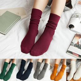 Women Socks Crew Cotton For Lady Japanese Style Long Breathable Casual Trendy Soft Comfortable Female