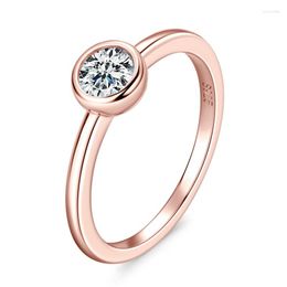 Cluster Rings Moissanite Engagement 5mm D Color Round Solitaire Diamond Real 925 Silver Rose Gold Women's Wedding Jewelry