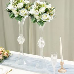 50cm to 70cm tall ) acrylic Clear Crystal Embellishment Trumpet Table Centerpiece, Reversible Plastic Flower Vase 887