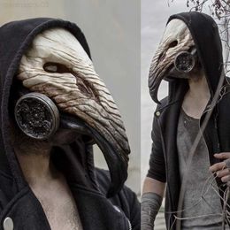Theme Costume Funny Medieval Steampunk Plague Doctor Bird Beak Mask Latex Punk Cosplay Masks Beak Adult Halloween Event Cosplay Come Props L230804