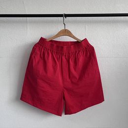 Men's Shorts Men Summer Casual Solid Colour Red Youth Loose Wide Leg Straight Pants Sport Jogging Vintage Short Women
