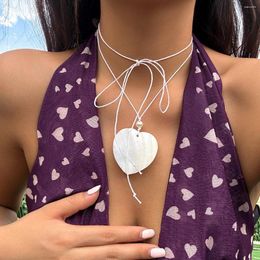 Pendant Necklaces Ailodo Exaggerated Geometric Necklace For Women Fashion Circle Waterdrop Heart Shape Shell Summer Beach Jewelry