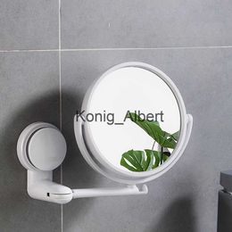 Compact Mirrors Single/Double-side Rotating Cosmetic Makeup Mirror Adjustable Suction Cup Shave Cosmetic Mirrors Wall Mounted for Bathroom x0803