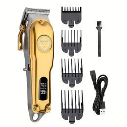1pc Professional Hair Clippers For Men, Hair Cutting Kit & Zero Gap T-Blade Trimmer Combo, Cordless Barber Clipper Set With LED Display