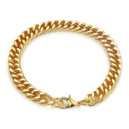 Hip-hop rapper Men Cuban chain bracelet Cool punk Stainless steel hand jewelry Nightclub show wholesale jewelry 21cm length 1671