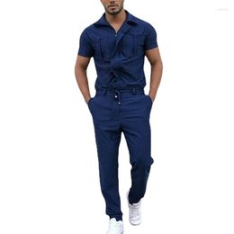 Men's Tracksuits 2023 Mens Rompers Pants Casual Loose One-piece Suit Overalls Fashion Short Sleeve Jumpsuit Streetwear Men Ropa De Hombre
