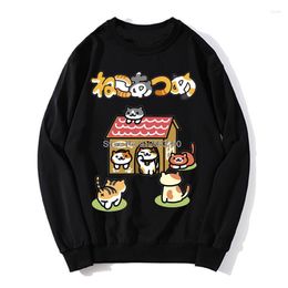 Men's Hoodies Neko Atsume Anime Printing Hoodie Men O-neck Fleece Sweater Sweatshirt Harajuku Streetwear