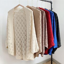 Scarves 2023 Women Cashmere Big Shawl Top Cape Knitted Outer Scarf Hollow Fish Scale Design Cloak Elegant Lady Decorate