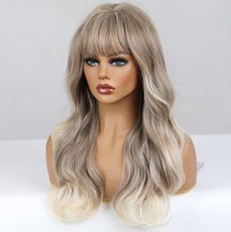 Long Wavy 150% 13*4 lace front wig for Women Light Blonde Ombre Wig