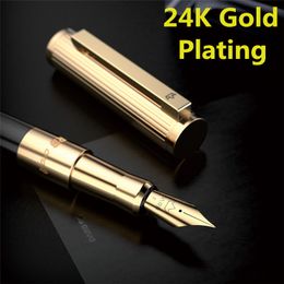 Fountain Pens DARB Luxury Fountain Pen Plated With 24K Gold Plating High Quality Business Office Metal Ink Pens Gift Classic 230804