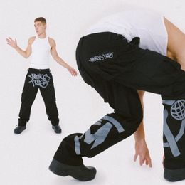 Men's Pants Letter Printing Cargo Men Clothing Harajuku Vintage Hip Hop Streetwear Loose Casual Wide Leg Mens