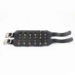 Charm Bracelets Style Punk Brass Studded Wrist Strap Bracelet Jewellery For Decoration Use (Black)