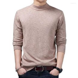 Men's Sweaters Autumn Winter Men Pullovers Mock Neck Sweater Fashion Solid Color Warm Knitted Bottoming Shirt Male Brand Clothes