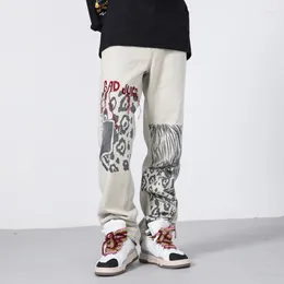 Men's Jeans For Men Painted Pants Punk Denim Trousers Male Hip Hop Japanese Streetwear Embroidery Retro Vintage