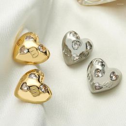 Stud Earrings BUY 2023 Fashion Gold/Silver Color Heart For Women Girl CZ Zircon Pave Setting Party Jewelry Female