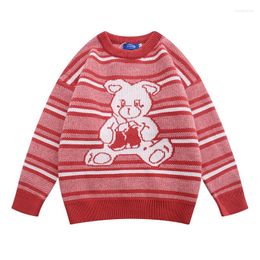 Men's Sweaters Vintage Embroidery Round Neck Sweater Street Fashion Casual Loose Pullover Couple Harajuku Comfort Knitwear Unisex