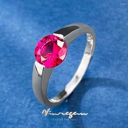 Cluster Rings Vinregem 18K White Gold Round 6.5MM Lab Sapphire Gemstone Ring For Women 925 Sterling Silver Engagement Fine Jewellery Wholesale