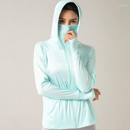 Women's Jackets Summer Ice Silk Sun Protection Clothing Outdoor Sports Long Sleeve Hooded Jacket Cycling UV Coat