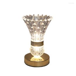 Table Lamps Crystal LED Vase Lamp USB Charging Touch Switch Tricolor Dimming Bedroom Decoration Bedside Living Room Decor Desk