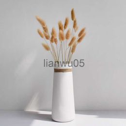 Vases 1pc Modern Elegant Decorative Flower Vase White Matt Ceramic Vase with Rope Design For Home Decor Best Gift x0806